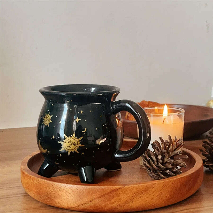 KIMLUD, 1pc New Halloween Witches Cauldron Mug Ceramic Witch Mug Gothic Mug Witch Cup for Banquet Festival Halloween Decoration Gifts, KIMLUD Womens Clothes