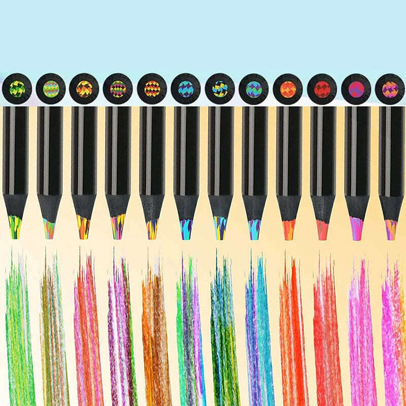 KIMLUD, 1pcs 4/7/8/12 Colors Gradient Rainbow Pencils Jumbo-Colored Pencils Multicolored Pencils For Art Drawing Coloring Sketching, KIMLUD Womens Clothes