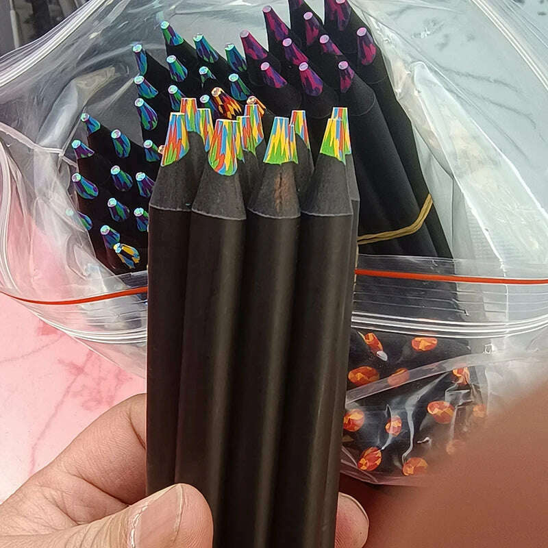 KIMLUD, 1pcs 4/7/8/12 Colors Gradient Rainbow Pencils Jumbo-Colored Pencils Multicolored Pencils For Art Drawing Coloring Sketching, KIMLUD Women's Clothes