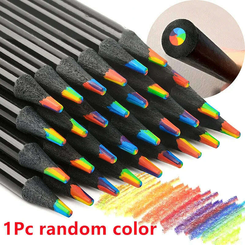 KIMLUD, 1pcs 4/7/8/12 Colors Gradient Rainbow Pencils Jumbo-Colored Pencils Multicolored Pencils For Art Drawing Coloring Sketching, 1Pc random 7 color, KIMLUD Women's Clothes