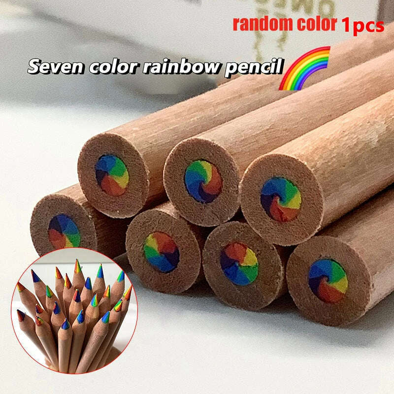 KIMLUD, 1pcs 4/7/8/12 Colors Gradient Rainbow Pencils Jumbo-Colored Pencils Multicolored Pencils For Art Drawing Coloring Sketching, 1Pc random 7 color 1, KIMLUD Women's Clothes