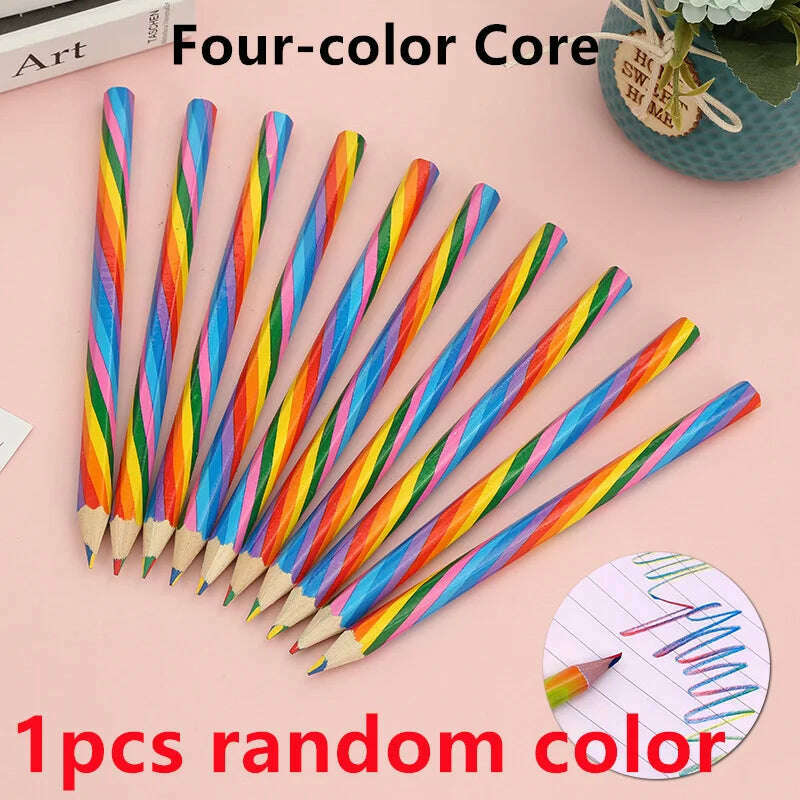 1pcs 4/7/8/12 Colors Gradient Rainbow Pencils Jumbo-Colored Pencils Multicolored Pencils For Art Drawing Coloring Sketching, 1Pc random 4 color, KIMLUD Women's Clothes
