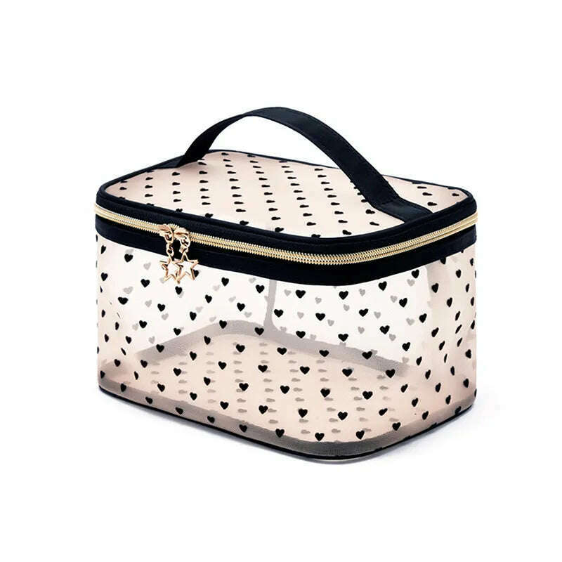KIMLUD, 1PCS 5PCS Love Makeup Bags Mesh Cosmetic Bag Portable Travel Zipper Pouches For Home Office Accessories Cosmet Bag New, A, KIMLUD APPAREL - Womens Clothes