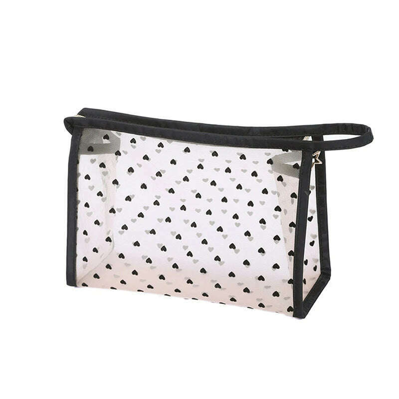 KIMLUD, 1PCS 5PCS Love Makeup Bags Mesh Cosmetic Bag Portable Travel Zipper Pouches For Home Office Accessories Cosmet Bag New, C, KIMLUD APPAREL - Womens Clothes