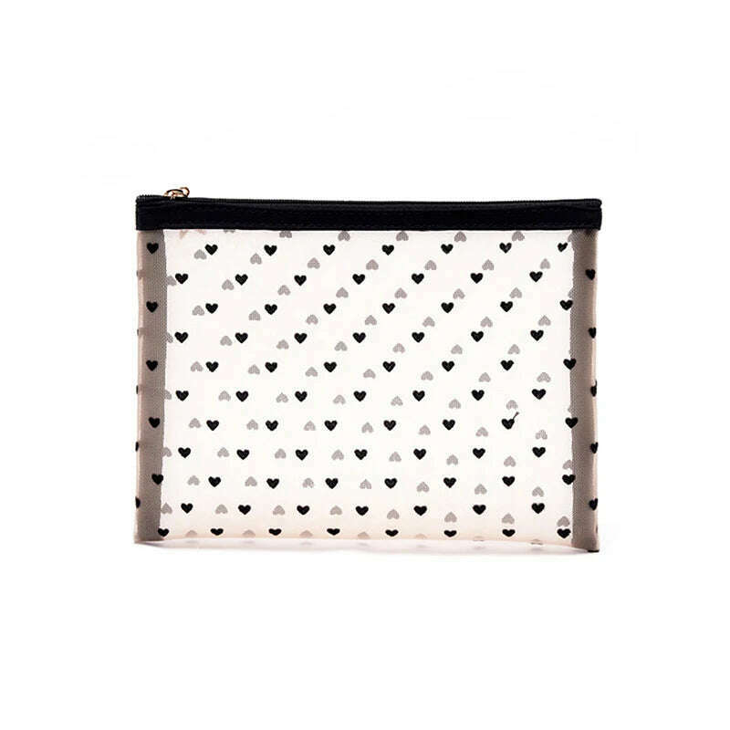 KIMLUD, 1PCS 5PCS Love Makeup Bags Mesh Cosmetic Bag Portable Travel Zipper Pouches For Home Office Accessories Cosmet Bag New, E, KIMLUD APPAREL - Womens Clothes