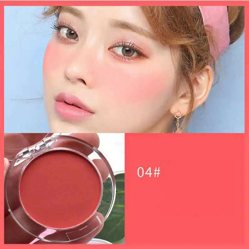 KIMLUD, 1Pcs Blush Waterproof Sweat-proof Blusher Natural Monochrome Blush Palette Long-lasting Face Contour Natural Makeup, 04, KIMLUD Womens Clothes