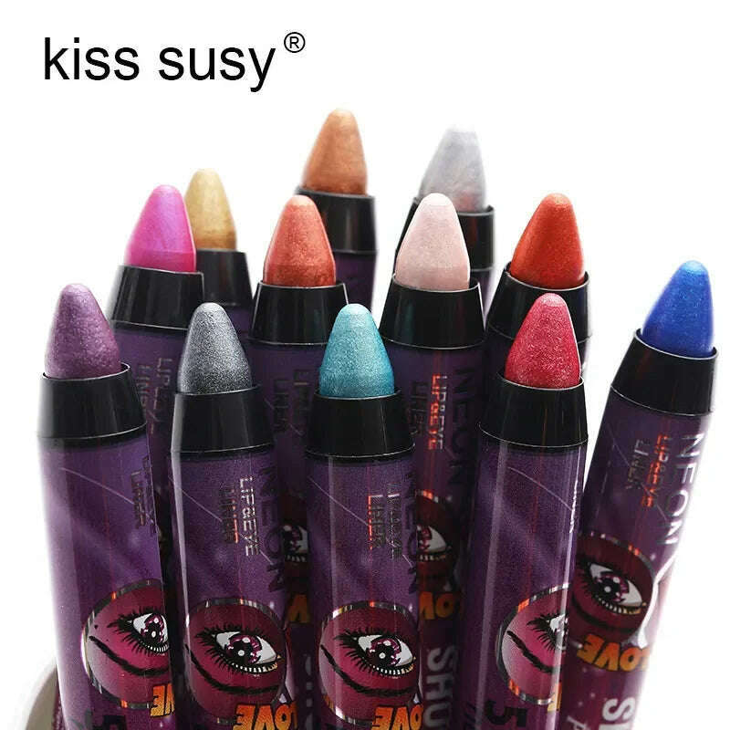 2 In 1 Eyeshadow Lipstick Stick Pencil Waterproof Glitter Matte Eye Shadow Makeup Pigment Eyeshadow Pen - KIMLUD