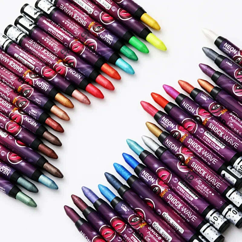 2 In 1 Eyeshadow Lipstick Stick Pencil Waterproof Glitter Matte Eye Shadow Makeup Pigment Eyeshadow Pen - KIMLUD