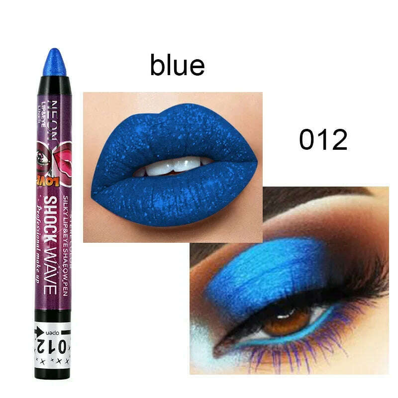 2 In 1 Eyeshadow Lipstick Stick Pencil Waterproof Glitter Matte Eye Shadow Makeup Pigment Eyeshadow Pen - KIMLUD