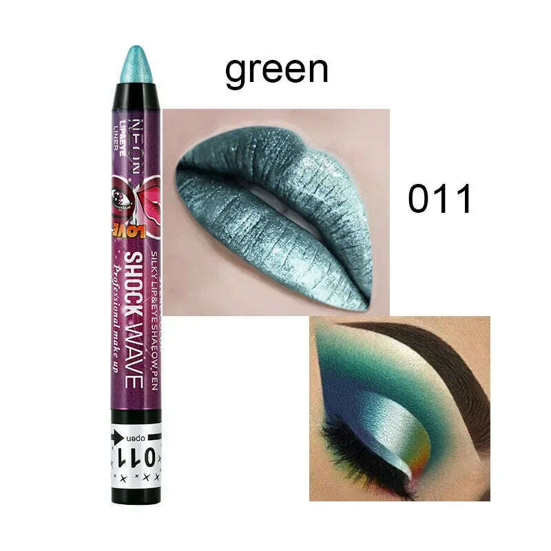 2 In 1 Eyeshadow Lipstick Stick Pencil Waterproof Glitter Matte Eye Shadow Makeup Pigment Eyeshadow Pen - KIMLUD