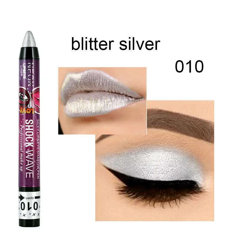 2 In 1 Eyeshadow Lipstick Stick Pencil Waterproof Glitter Matte Eye Shadow Makeup Pigment Eyeshadow Pen - KIMLUD