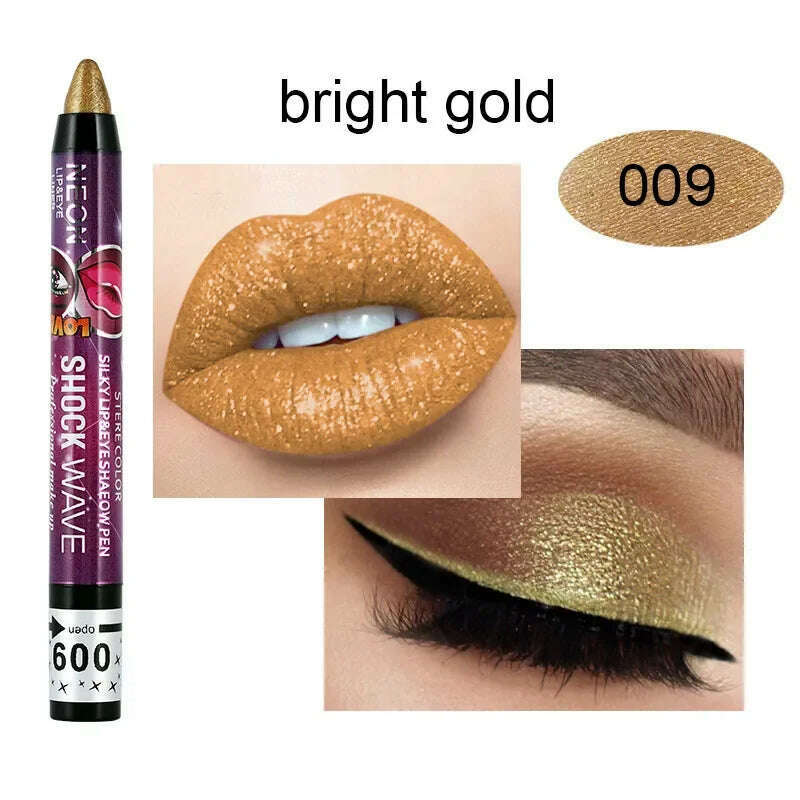 2 In 1 Eyeshadow Lipstick Stick Pencil Waterproof Glitter Matte Eye Shadow Makeup Pigment Eyeshadow Pen - KIMLUD