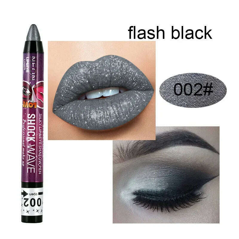 2 In 1 Eyeshadow Lipstick Stick Pencil Waterproof Glitter Matte Eye Shadow Makeup Pigment Eyeshadow Pen - KIMLUD