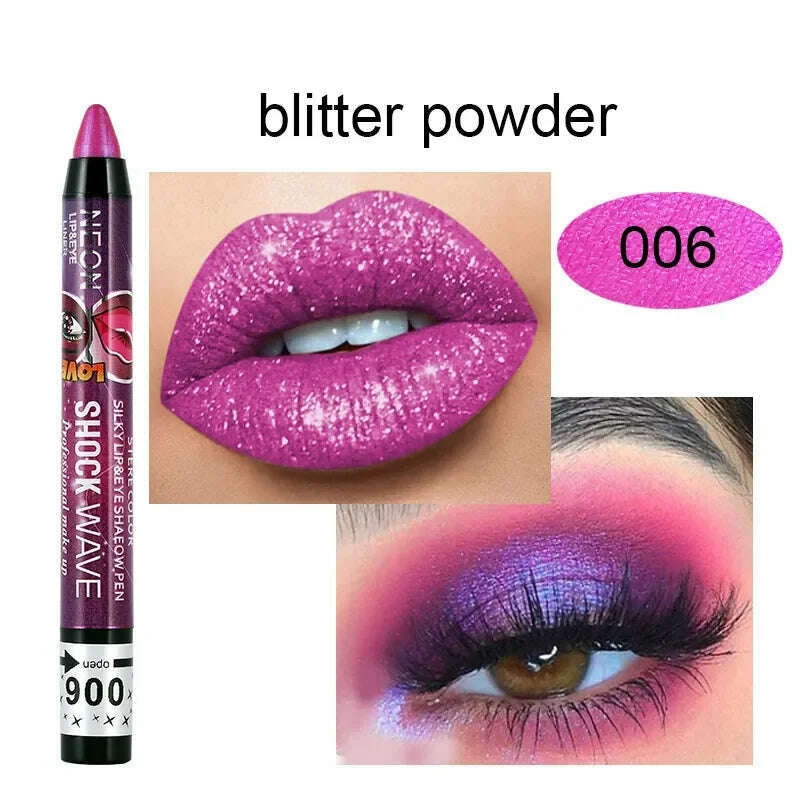 2 In 1 Eyeshadow Lipstick Stick Pencil Waterproof Glitter Matte Eye Shadow Makeup Pigment Eyeshadow Pen - KIMLUD