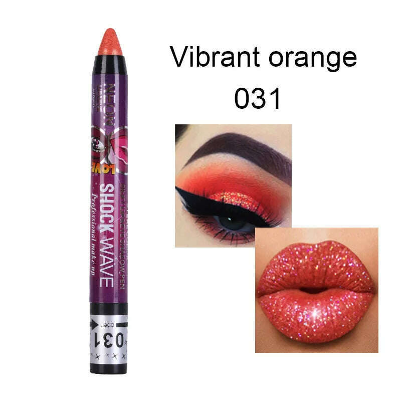 2 In 1 Eyeshadow Lipstick Stick Pencil Waterproof Glitter Matte Eye Shadow Makeup Pigment Eyeshadow Pen - KIMLUD