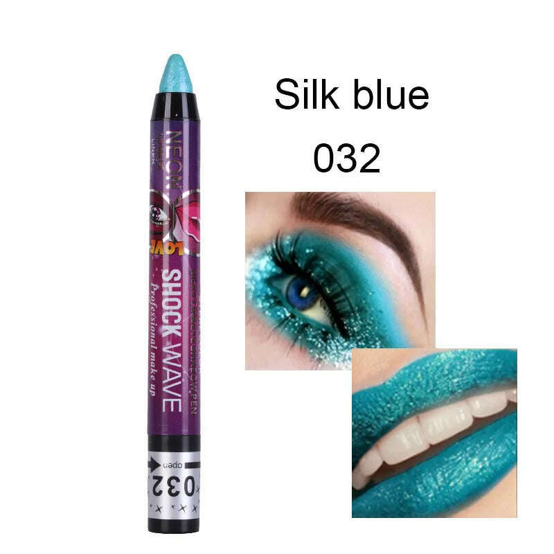 2 In 1 Eyeshadow Lipstick Stick Pencil Waterproof Glitter Matte Eye Shadow Makeup Pigment Eyeshadow Pen - KIMLUD