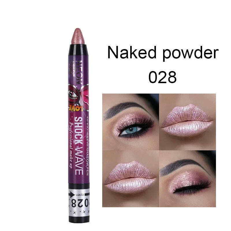 2 In 1 Eyeshadow Lipstick Stick Pencil Waterproof Glitter Matte Eye Shadow Makeup Pigment Eyeshadow Pen - KIMLUD