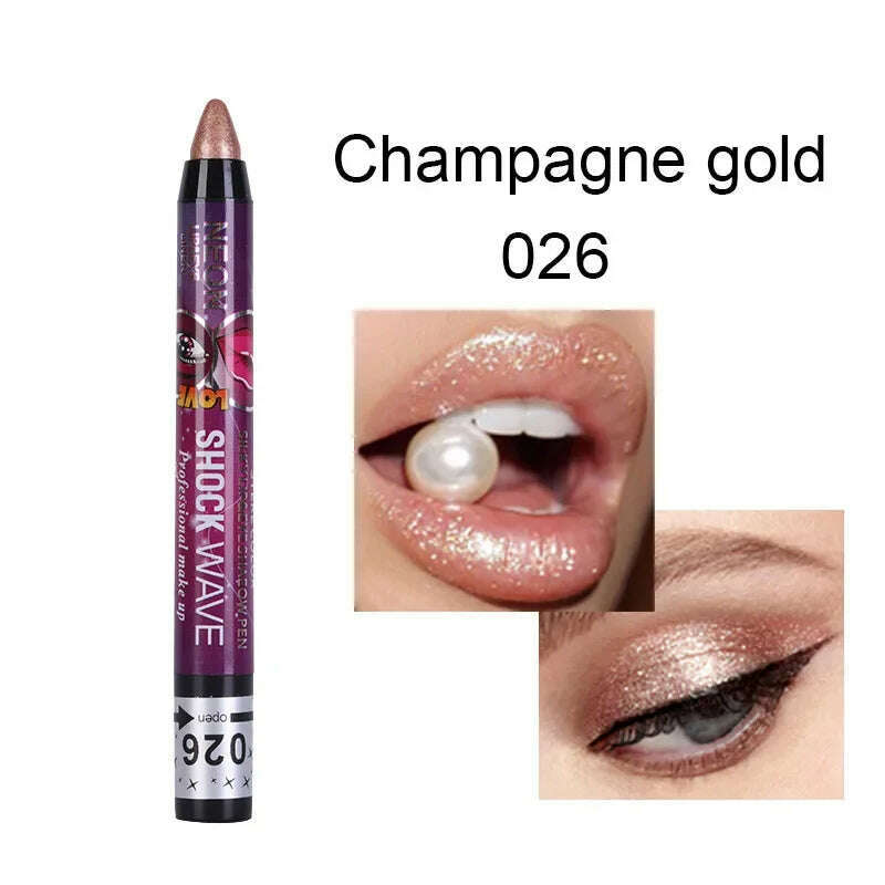 2 In 1 Eyeshadow Lipstick Stick Pencil Waterproof Glitter Matte Eye Shadow Makeup Pigment Eyeshadow Pen - KIMLUD