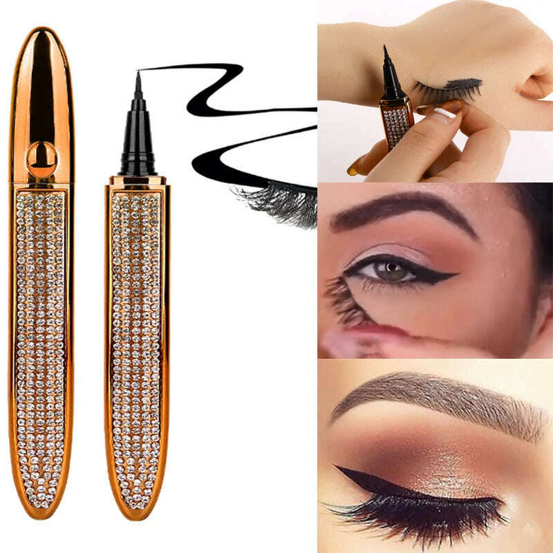 KIMLUD, 2 In 1 Self Adhesive Eyelashes Eyeliner Pencil Long Lasting No Glue Non Magnetic Quick Drying Eyelashes Sticking  Eye Liner Pen, KIMLUD Womens Clothes