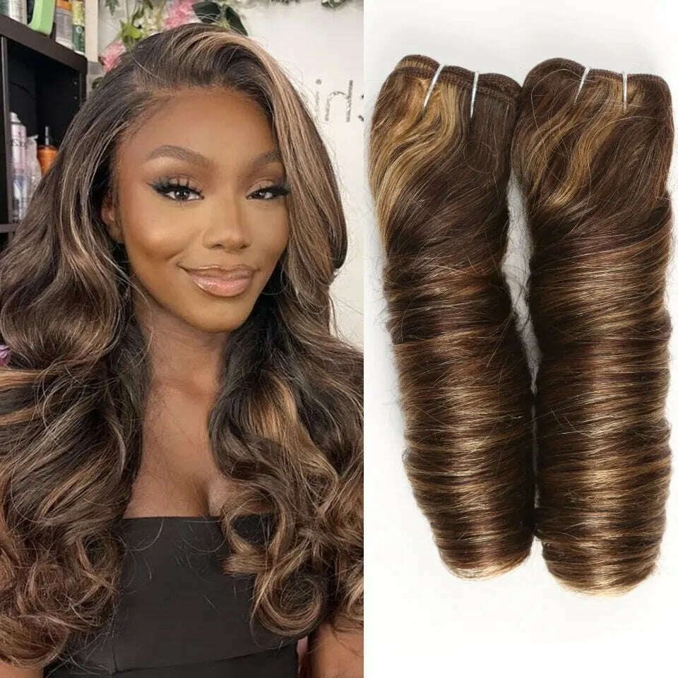 KIMLUD, 2 Pcs/Pack Loose Wave Brazilian Hair Weave Bundles 10-18 Inch Human Hair Bundles For Women Bundles Sale Human Hair Extension, 14 inch / Shunfa / 2Pcs/Lot | P4-27, KIMLUD Womens Clothes