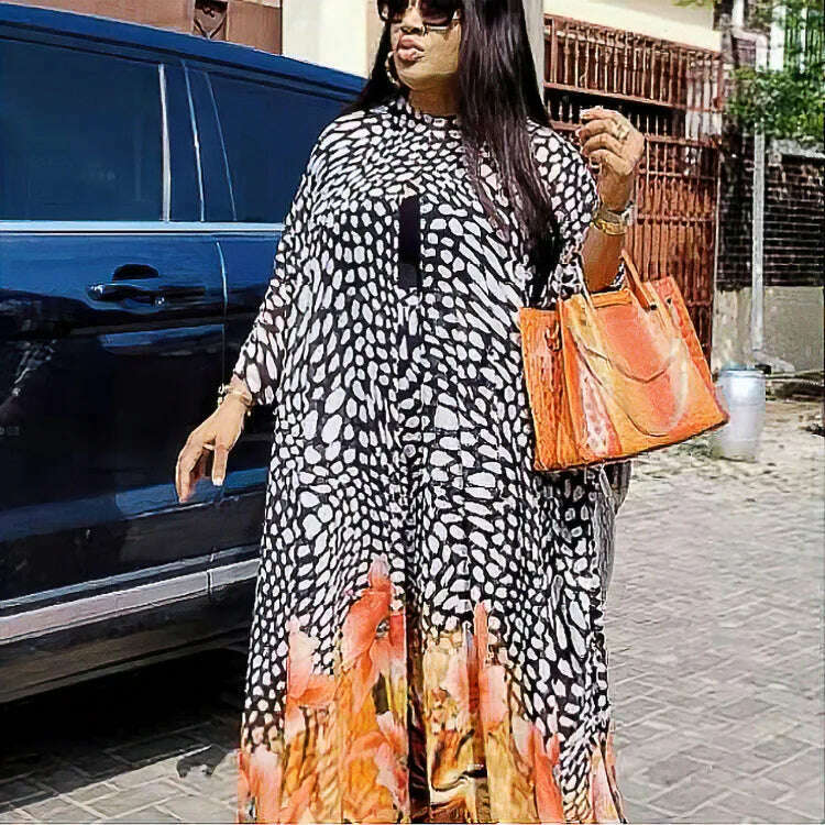 KIMLUD, 2 Piece Set Women Africa Clothes 2022 African Dashiki New Fashion Two Piece Suit Long Tops + Wide Pants Party Big Size For Lady, KIMLUD Womens Clothes
