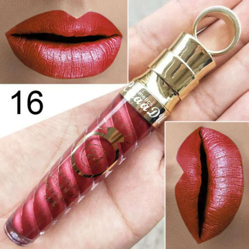 KIMLUD, 20 Colors Long-Lasting Nutritious Lipstick High-capacity Matte Matte Lip Gloss Women Lip Make Up Cosmetics Big Lip Gloss, 16, KIMLUD Women's Clothes
