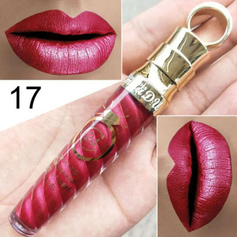 KIMLUD, 20 Colors Long-Lasting Nutritious Lipstick High-capacity Matte Matte Lip Gloss Women Lip Make Up Cosmetics Big Lip Gloss, 17, KIMLUD Women's Clothes