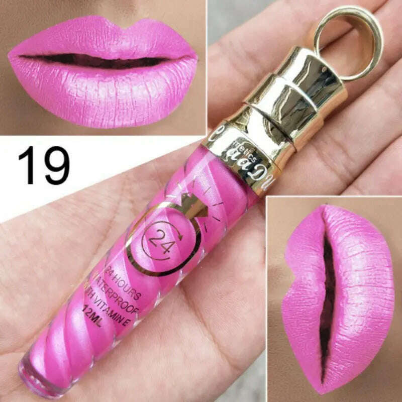 KIMLUD, 20 Colors Long-Lasting Nutritious Lipstick High-capacity Matte Matte Lip Gloss Women Lip Make Up Cosmetics Big Lip Gloss, 19, KIMLUD Womens Clothes