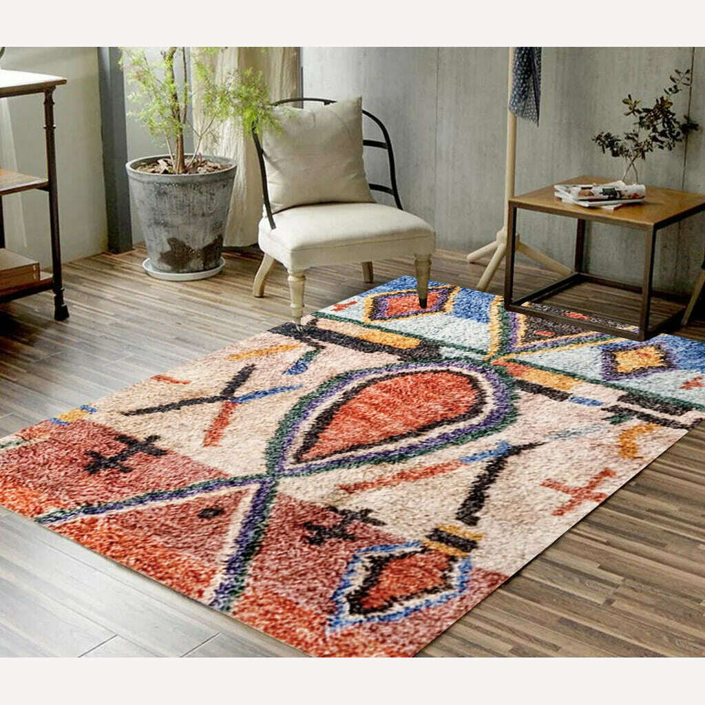 KIMLUD, 200*300cm American Ethnic Style Living Room Morocco Vintage Carpet Bedroom Bohemian Soft Bedside Carpet Nordic Shaggy Area Rug, KIMLUD Women's Clothes