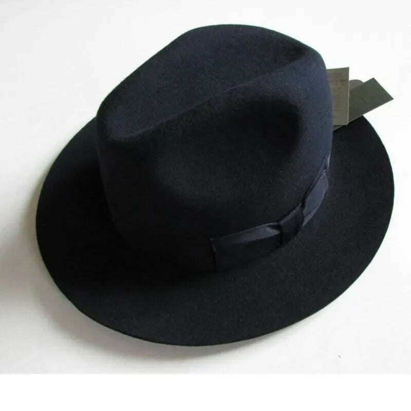 2018  Crushhat 100% Wool From Australian Fedora Fashion Unisex Black Homburg Panama Jazz Hat Men Panama Fedora Black Hats B-1540, KIMLUD Women's Clothes