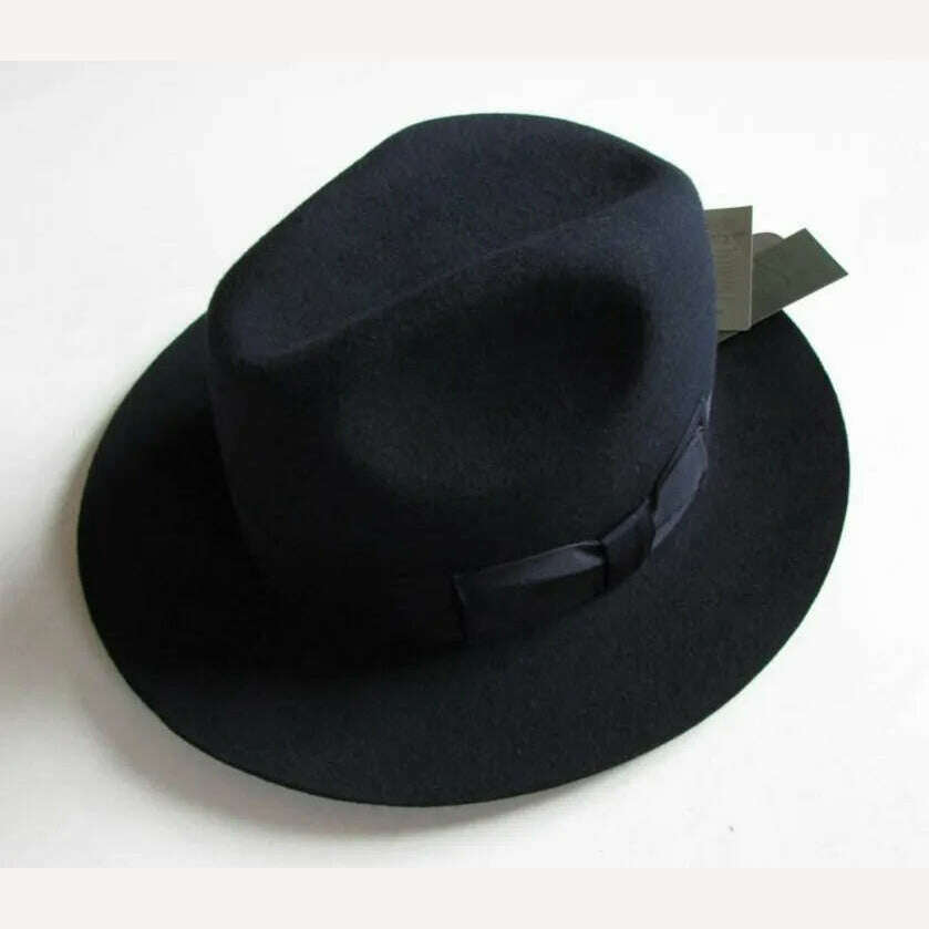 KIMLUD, 2018  Crushhat 100% Wool From Australian Fedora Fashion Unisex Black Homburg Panama Jazz Hat Men Panama Fedora Black Hats B-1540, Blue / 55, KIMLUD Womens Clothes