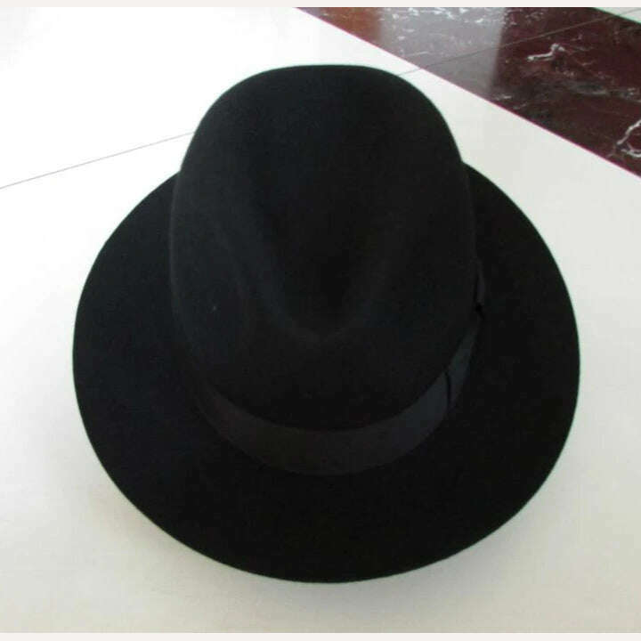 2018 Crushhat 100% Wool From Australian Fedora Fashion Unisex Black Homburg Panama Jazz Hat Men Panama Fedora Black Hats B-1540 - KIMLUD