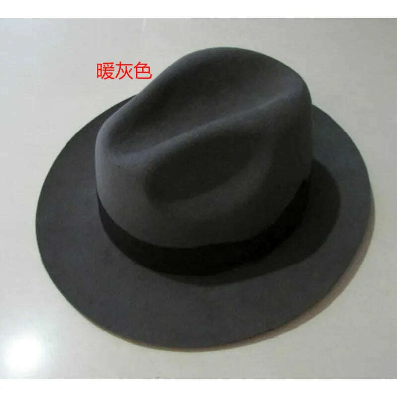 2018 Crushhat 100% Wool From Australian Fedora Fashion Unisex Black Homburg Panama Jazz Hat Men Panama Fedora Black Hats B-1540 - KIMLUD