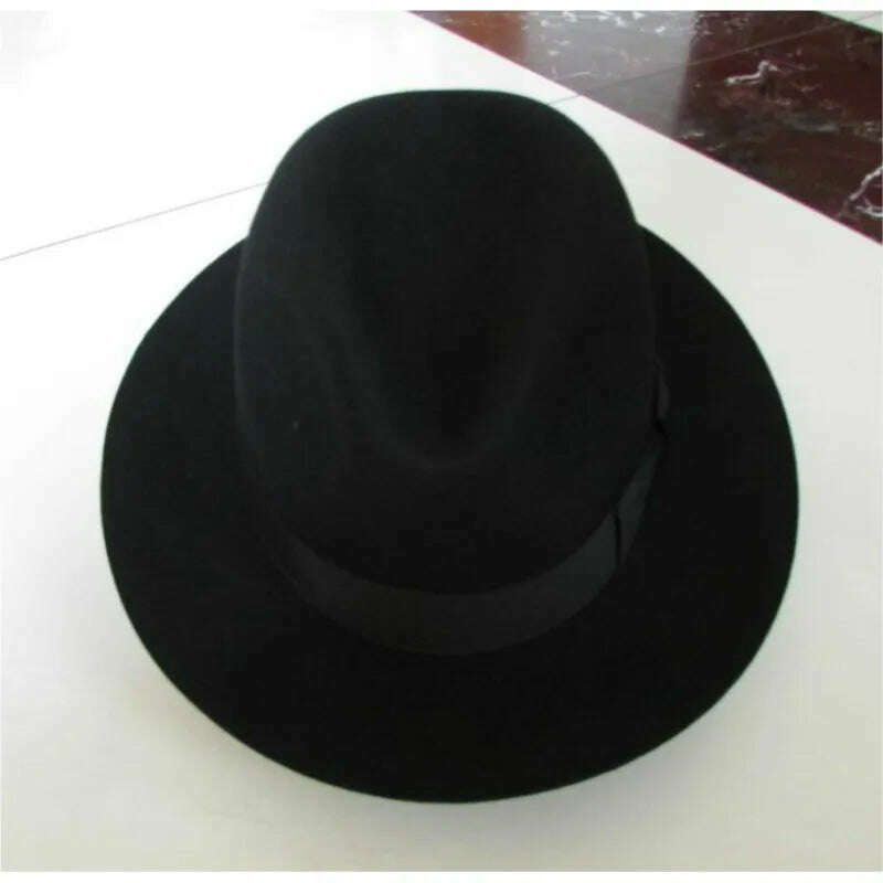 2018 Crushhat 100% Wool From Australian Fedora Fashion Unisex Black Homburg Panama Jazz Hat Men Panama Fedora Black Hats B-1540 - KIMLUD