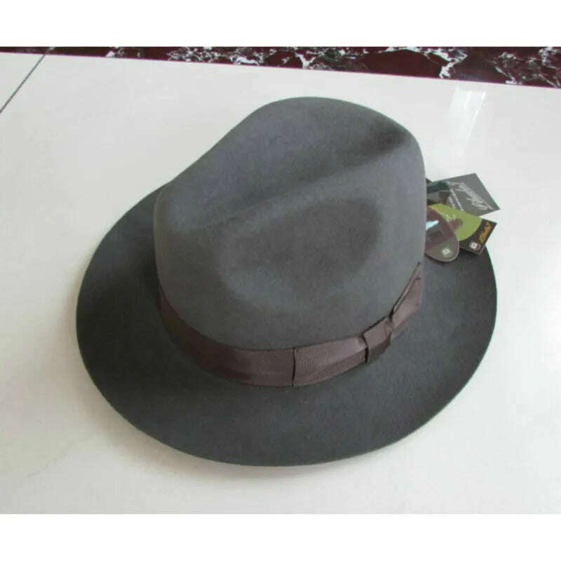 2018 Crushhat 100% Wool From Australian Fedora Fashion Unisex Black Homburg Panama Jazz Hat Men Panama Fedora Black Hats B-1540 - KIMLUD
