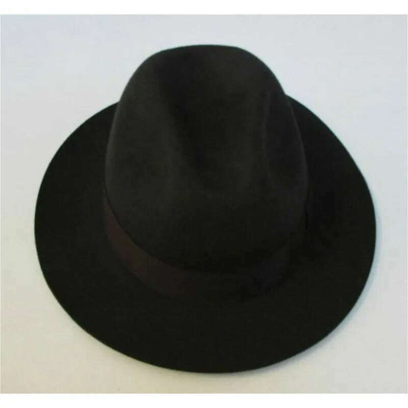 2018 Crushhat 100% Wool From Australian Fedora Fashion Unisex Black Homburg Panama Jazz Hat Men Panama Fedora Black Hats B-1540 - KIMLUD