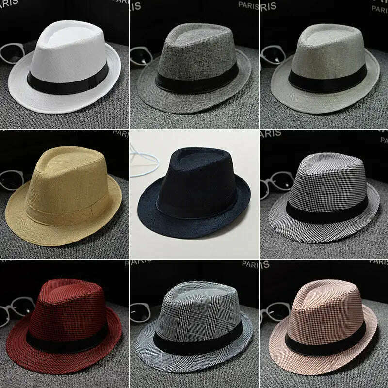 KIMLUD, 2018 England Retro Men&#39;s Fedoras Top Jazz Plaid Hat Spring Summer Autumn Bowler Hats Cap Classic Version chapeau Hats, KIMLUD Women's Clothes