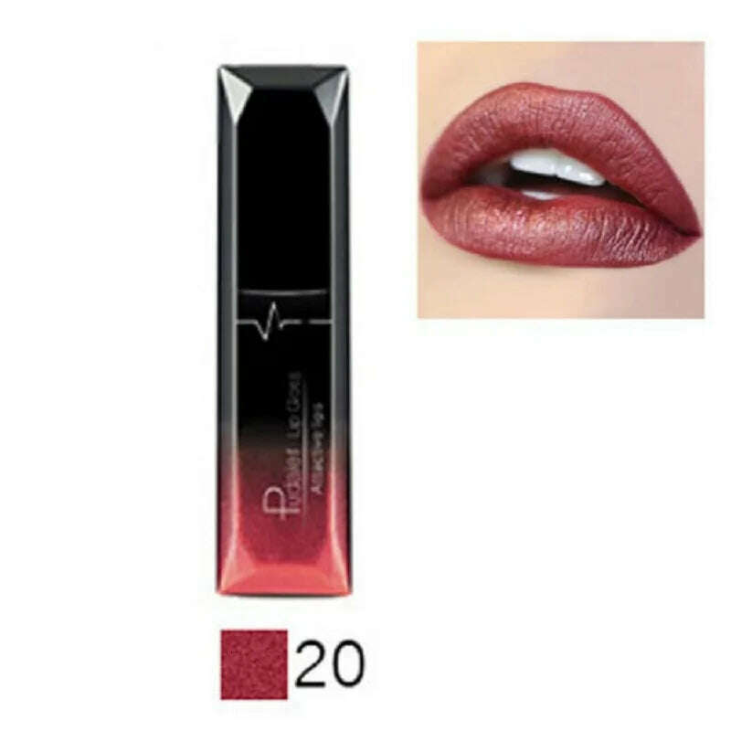 KIMLUD, 2019 Hot Waterproof Liquid Lip Gloss Metallic Matte Lipstick Cosmetic Sexy Batom Mate Lip Tint Makeup Lasting 24Hours Mate Levre, 20 Color, KIMLUD Womens Clothes