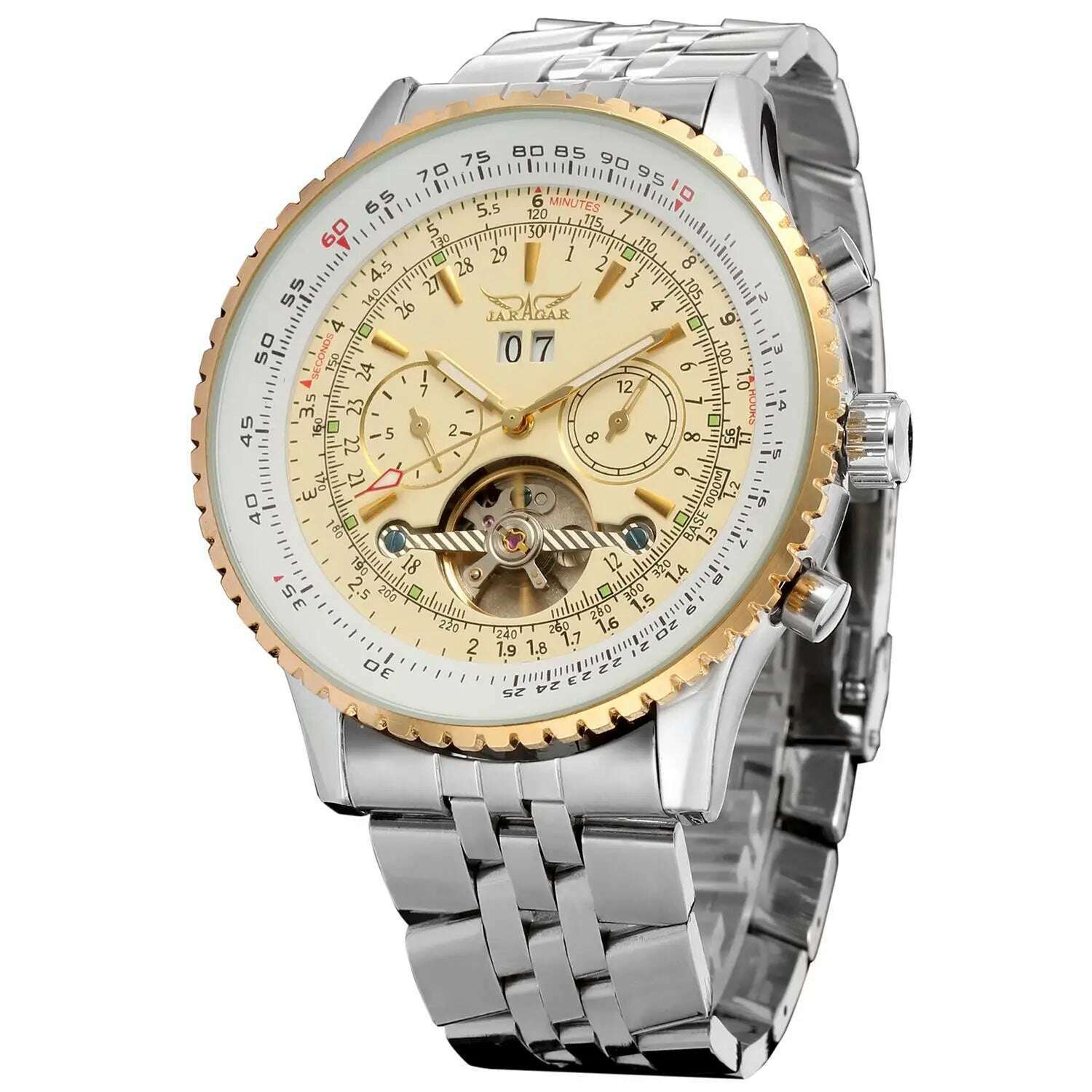 KIMLUD, 2019 Jaragar Top Brand Mens Watches Luxury Men Military Sport Wristwatch Automatic Mechanical Tourbillon Clock Relogio Masculino, Gold Gold, KIMLUD Women's Clothes