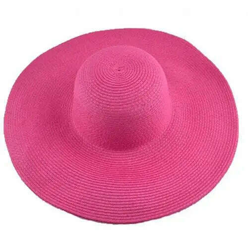 KIMLUD, 2019 Women Natural Raffia Straw Hat Ribbon Tie Brim Hat Derby Beach Sun Hat Cap Summer Wide Brim UV Protect Hats Female Cap Summ, Rose Red, KIMLUD Womens Clothes
