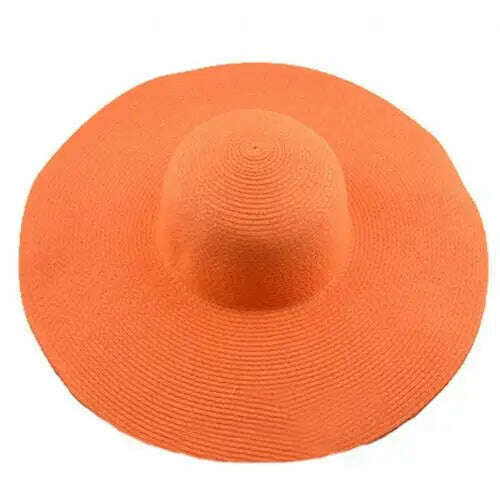 KIMLUD, 2019 Women Natural Raffia Straw Hat Ribbon Tie Brim Hat Derby Beach Sun Hat Cap Summer Wide Brim UV Protect Hats Female Cap Summ, Orange, KIMLUD Womens Clothes