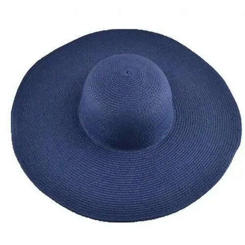KIMLUD, 2019 Women Natural Raffia Straw Hat Ribbon Tie Brim Hat Derby Beach Sun Hat Cap Summer Wide Brim UV Protect Hats Female Cap Summ, KIMLUD Womens Clothes