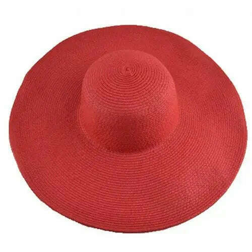 KIMLUD, 2019 Women Natural Raffia Straw Hat Ribbon Tie Brim Hat Derby Beach Sun Hat Cap Summer Wide Brim UV Protect Hats Female Cap Summ, Red, KIMLUD Womens Clothes