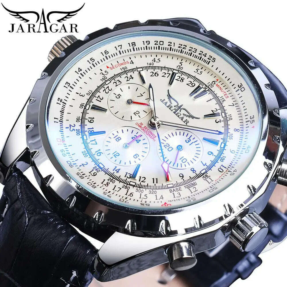 KIMLUD, 2020 Jaragar Top Brand Luxury Mechanical Male Watches Blue Glass Aviator Series Military True Men's Sport Automatic Wrist Watch, GMT1144-3Small, KIMLUD APPAREL - Womens Clothes