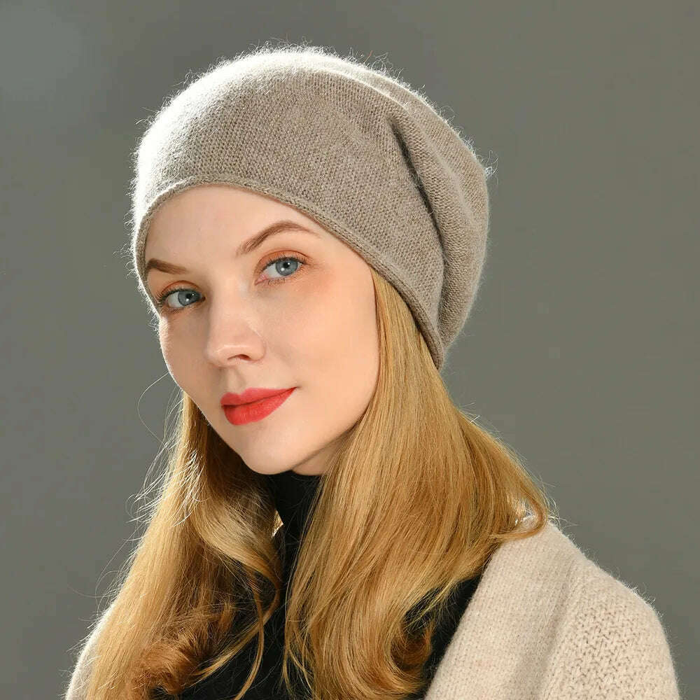 2020 New Cashmere Beanie Hat Women Winter Hats Crimping Wool Knitted Warm Skullies Beanies For Women Gorros Female Cap - KIMLUD