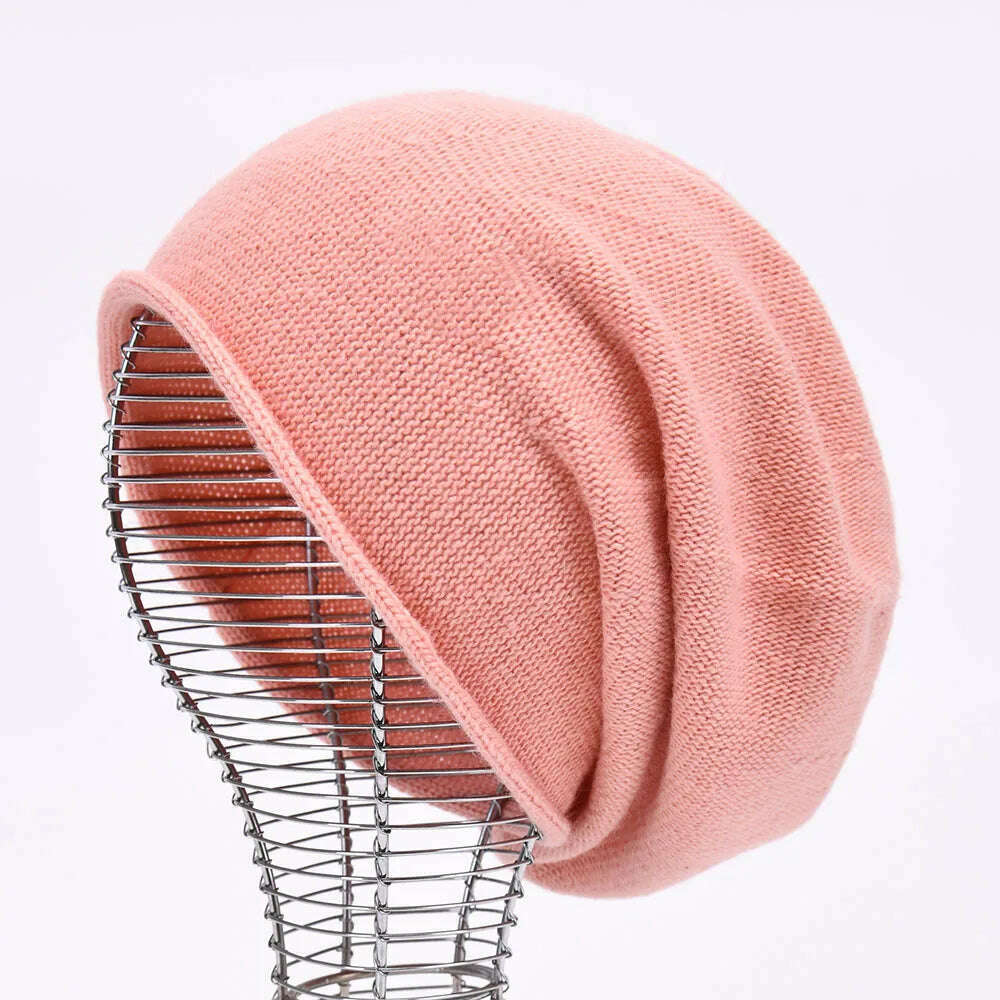 2020 New Cashmere Beanie Hat Women Winter Hats Crimping Wool Knitted Warm Skullies Beanies For Women Gorros Female Cap, Peach, KIMLUD Women's Clothes