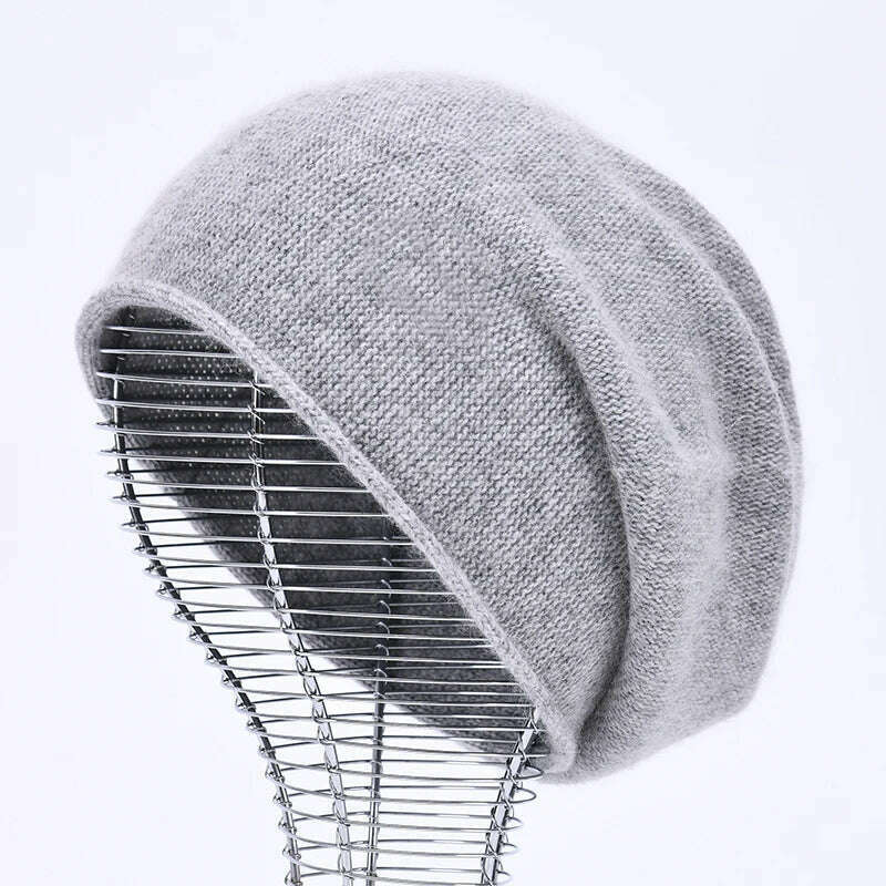 KIMLUD, 2020 New Cashmere Beanie Hat Women Winter Hats Crimping Wool Knitted Warm Skullies Beanies For Women Gorros Female Cap, Light grey, KIMLUD Womens Clothes