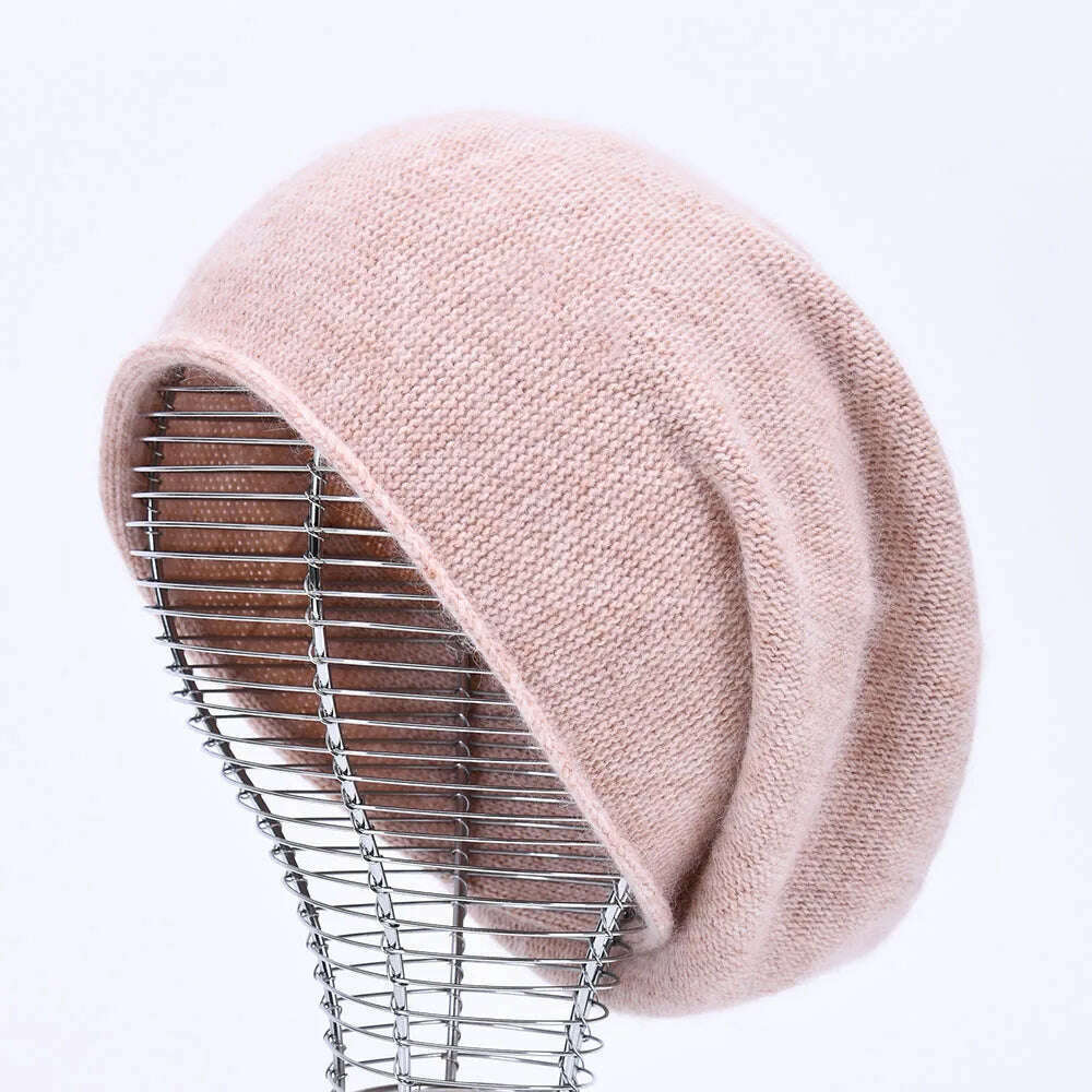 KIMLUD, 2020 New Cashmere Beanie Hat Women Winter Hats Crimping Wool Knitted Warm Skullies Beanies For Women Gorros Female Cap, Mix pink, KIMLUD Womens Clothes
