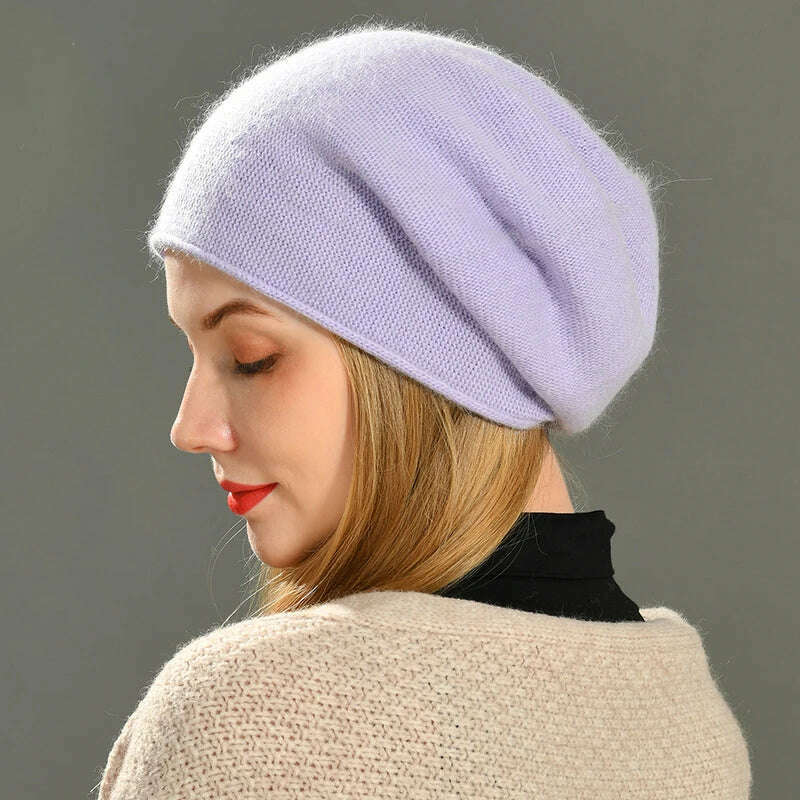 KIMLUD, 2020 New Cashmere Beanie Hat Women Winter Hats Crimping Wool Knitted Warm Skullies Beanies For Women Gorros Female Cap, KIMLUD Womens Clothes