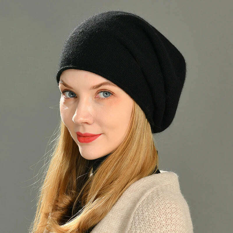 KIMLUD, 2020 New Cashmere Beanie Hat Women Winter Hats Crimping Wool Knitted Warm Skullies Beanies For Women Gorros Female Cap, KIMLUD Womens Clothes